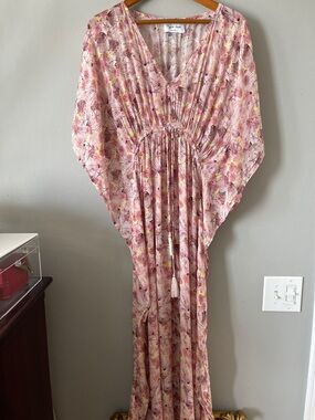 Anthropologie Rujuta Sheth Dress One Size Kaftan Maxi boho beachy with tassels